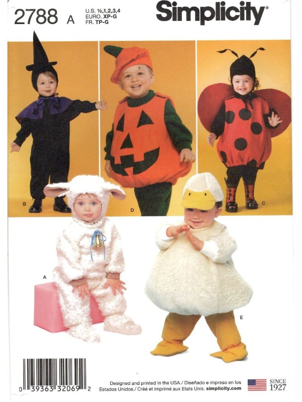 Simplicity 2788 Toddler 1/2 to 4 Halloween Costume Uncut Sewing Pattern